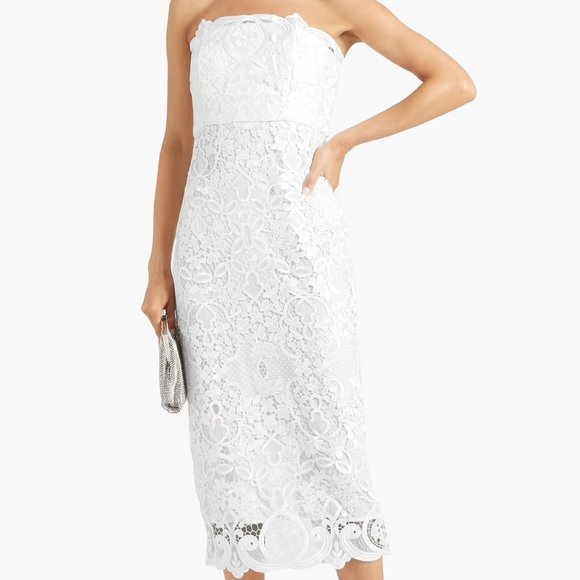 Badgley Mischka - Strapless guipure lace midi dress - Size 2 - Picture 1 of 7